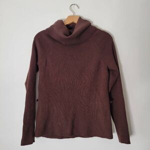 Mercerβ& Madison 100% Italian Merino Wool Cowl Neck Sweater Brown M